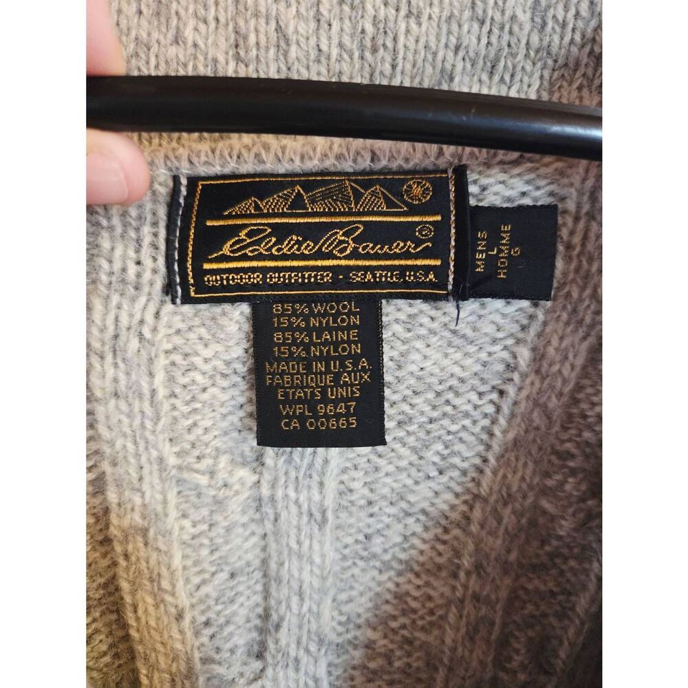 Vintage Eddie Bauer Fisherman's Cable Knit Wool Cardigan - Picture 2 of 5